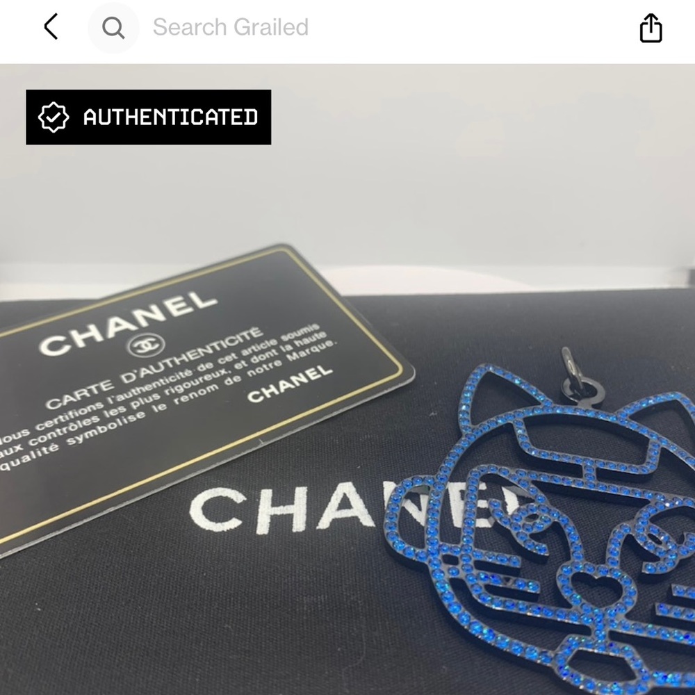 Authentic Chanel Pendant - Cat Design - Blue